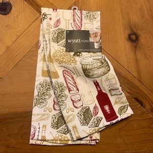 Wyatt Home Kitchen Towels Wine French Baguette Cuisine Cheese Charcuterie Gold